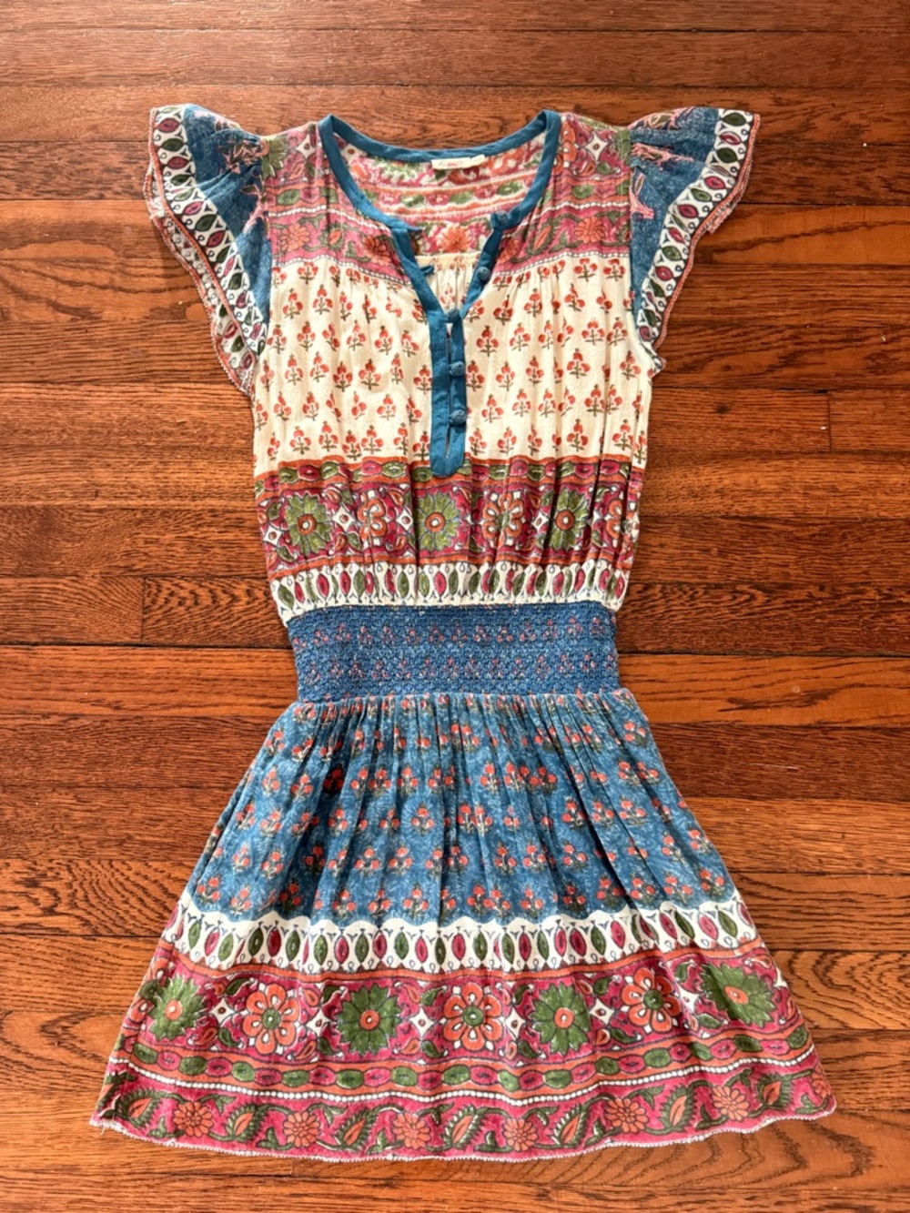 Faherty Bemini smocked printed dress size XS VGUC